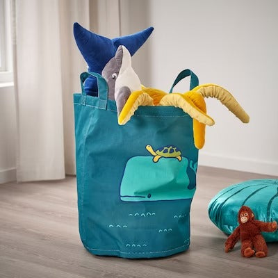 IKEA BLAVINGAD Storage bag, whale pattern/blue-green | IKEA Children's boxes & baskets | IKEA Storage boxes & baskets | IKEA Small storage & organisers | Eachdaykart