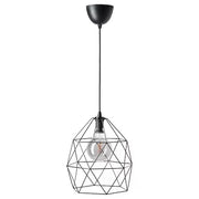 IKEA BRUNSTA / ROLLSBO Pendant lamp with light bulb, black/globe grey clear glass, 200 lmx300 mm (200 lmx12 ") | IKEA ceiling lights | Eachdaykart - EachDayKart