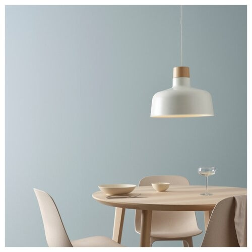 IKEA BUNKEFLO Pendant lamp, white/birch, 36 cm (14 ") | IKEA ceiling lights | Eachdaykart - EachDayKart
