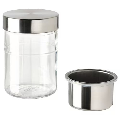 IKEA DAGKLAR Jar with insert, clear glass/stainless steel | Food containers | Storage & organisation | Eachdaykart - EachDayKart
