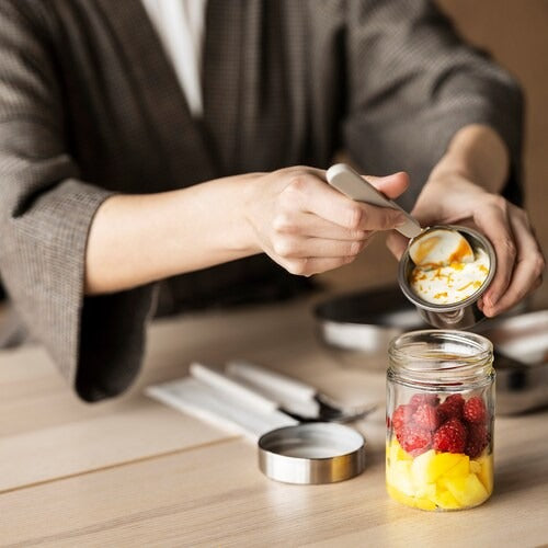 IKEA DAGKLAR Jar with insert, clear glass/stainless steel | Food containers | Storage & organisation | Eachdaykart - EachDayKart