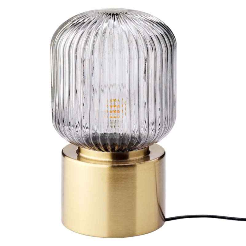 SOLKLINT Table lamp, brass/grey clear glass - IKEA - EachDayKart