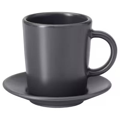 IKEA DINERA Espresso cup and saucer, dark grey | IKEA Mugs & cups | IKEA Coffee & tea | Eachdaykart