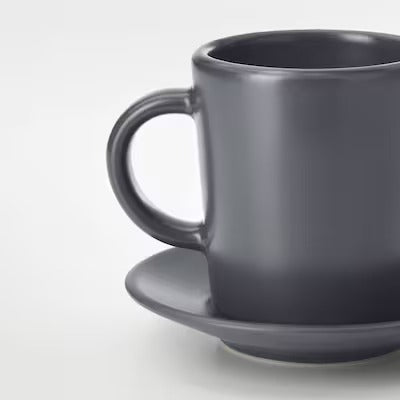 IKEA DINERA Espresso cup and saucer, dark grey | IKEA Mugs & cups | IKEA Coffee & tea | Eachdaykart