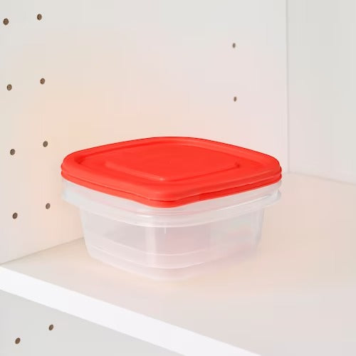 IKEA DRAKFISK Food container, transparent/red | Food containers | Storage & organisation | Eachdaykart