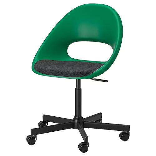 IKEA ELDBERGET / MALSKAR Swivel chair + pad, green black/dark grey | IKEA Desk chairs for home | IKEA Desk chairs | Eachdaykart - EachDayKart