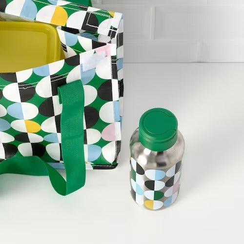 IKEA ENKELSPARIG Water bottle, stainless steel/patterned multicolour | Water bottle & travel mugs | Storage & organisation | Eachdaykart - EachDayKart