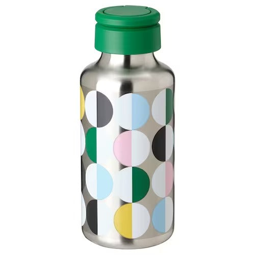 IKEA ENKELSPARIG Water bottle, stainless steel/patterned multicolour | Water bottle & travel mugs | Storage & organisation | Eachdaykart - EachDayKart