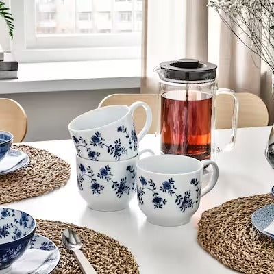 IKEA ENTUSIASM Jumbo cup, patterned/white blue, pack of 2 | IKEA Mugs & cups | IKEA Coffee & tea | Eachdaykart