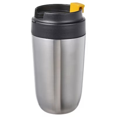 IKEA ENVALDIG Insulated travel mug, stainless steel/black | IKEA Mugs & cups | IKEA Coffee & tea | Eachdaykart