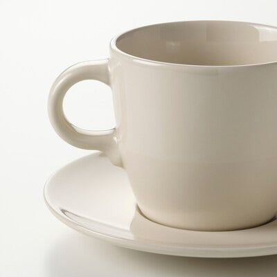 IKEA FARGKLAR Cup with saucer, glossy beige, pack of 4 | IKEA Mugs & cups | IKEA Coffee & tea | Eachdaykart