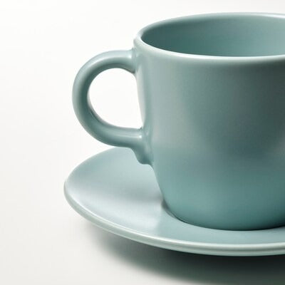 IKEA FARGKLAR Cup with saucer, matt light turquoise, pack of 4 | IKEA Mugs & cups | IKEA Coffee & tea | Eachdaykart
