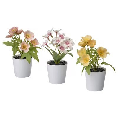 IKEA FEJKA Artifi potted plant w pot, set of 3, in/outdoor flower mix | IKEA Artificial plants & flowers | IKEA Plants & flowers | IKEA Decoration | Eachdaykart