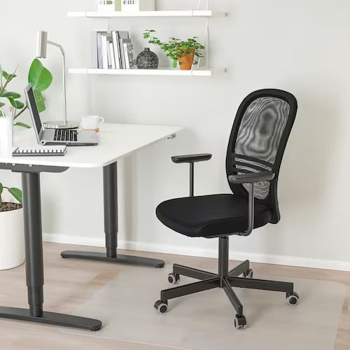 IKEA FLINTAN Office chair with armrests, black | IKEA Desk chairs for home | IKEA Desk chairs | Eachdaykart