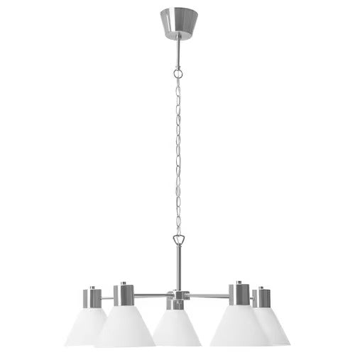 IKEA FLUGBO Chandelier, 5-armed, nickel-plated/glass | IKEA ceiling lights | Eachdaykart