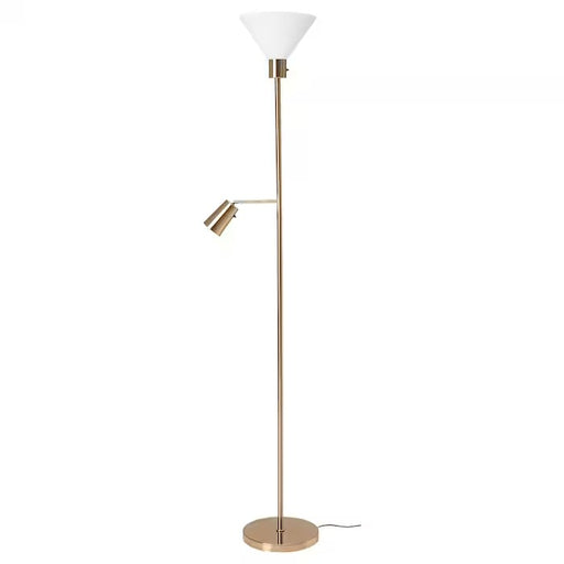 IKEA FLUGBO Floor uplighter/reading lamp, brass-colour/glass | IKEA Floor Lamps | Eachdaykart