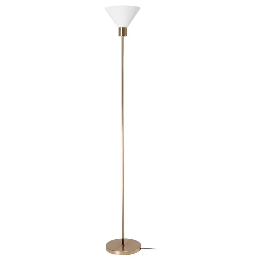 IKEA FLUGBO Floor uplighter, brass-colour/glass | IKEA Floor Lamps | Eachdaykart