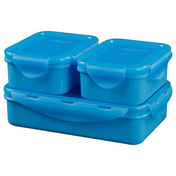 IKEA FULLASTAD Lunch box, set of 3, blue | Food containers | Storage & organisation | Eachdaykart - EachDayKart