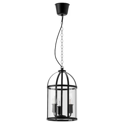 IKEA GALJON Pendant lamp, black/transparent glass, 25 cm (10 ") | IKEA ceiling lights | Eachdaykart - EachDayKart