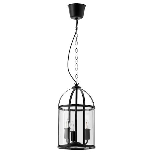 IKEA GALJON Pendant lamp, black/transparent glass, 25 cm (10 ") | IKEA ceiling lights | Eachdaykart