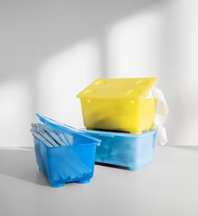 IKEA GLIS Box with lid, yellow/blue, pack of 3 | IKEA Children's boxes & baskets | IKEA Storage boxes & baskets | IKEA Small storage & organisers | Eachdaykart - EachDayKart