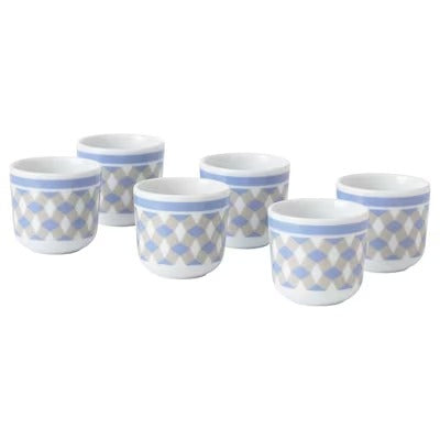 IKEA GOKVALLA Kava cup, white/blue, pack of 6 | IKEA Mugs & cups | IKEA Coffee & tea | Eachdaykart