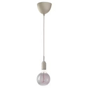 IKEA GRAVACKA / MOLNART Pendant lamp with light bulb, beige/grey clear glass, 125 mm (5 ") | IKEA ceiling lights | Eachdaykart - EachDayKart