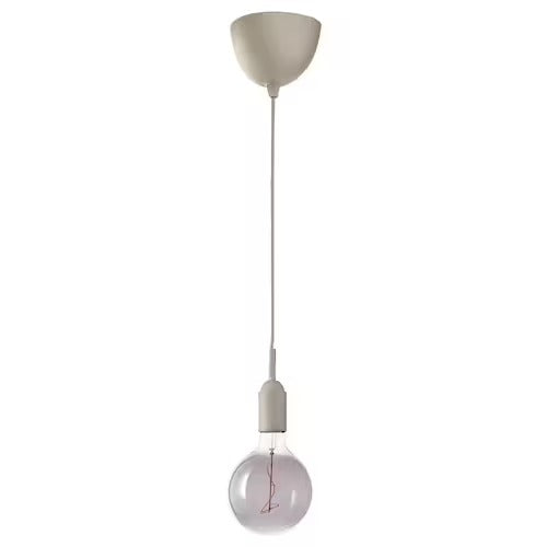 IKEA GRAVACKA / MOLNART Pendant lamp with light bulb, beige/grey clear glass, 125 mm (5 ") | IKEA ceiling lights | Eachdaykart - EachDayKart