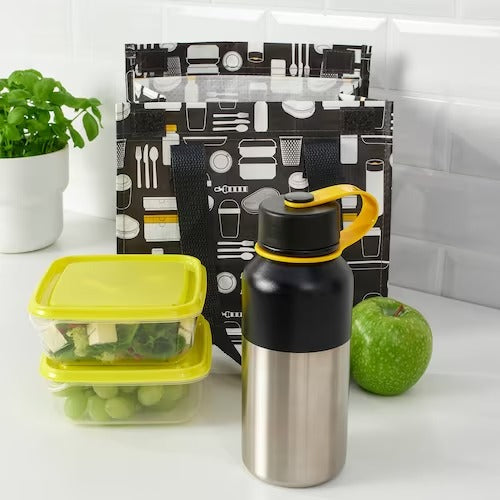 IKEA HETLEVRAD Insulated flask, stainless steel/black | Water bottle & travel mugs | Storage & organisation | Eachdaykart