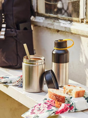 IKEA HETLEVRAD Insulated flask, stainless steel/black | Water bottle & travel mugs | Storage & organisation | Eachdaykart - EachDayKart