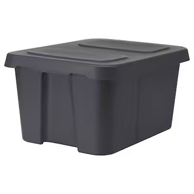 IKEA KLAMTARE Box with lid, in/outdoor, dark grey | IKEA Secondary storage boxes | IKEA Storage boxes & baskets | IKEA Small storage & organisers | Eachdaykart - EachDayKart
