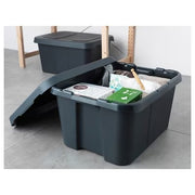 IKEA KLAMTARE Box with lid, in/outdoor, dark grey | IKEA Secondary storage boxes | IKEA Storage boxes & baskets | IKEA Small storage & organisers | Eachdaykart - EachDayKart