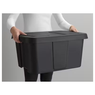 IKEA KLAMTARE Box with lid, in/outdoor, dark grey | IKEA Secondary storage boxes | IKEA Storage boxes & baskets | IKEA Small storage & organisers | Eachdaykart - EachDayKart
