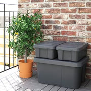 IKEA KLAMTARE Box with lid, in/outdoor, dark grey | IKEA Secondary storage boxes | IKEA Storage boxes & baskets | IKEA Small storage & organisers | Eachdaykart - EachDayKart