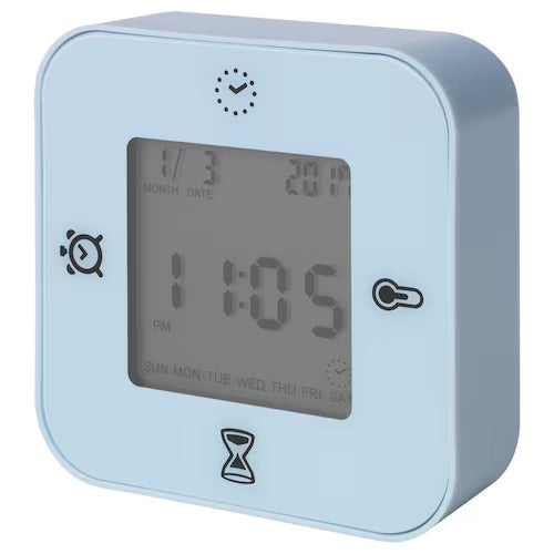 IKEA KLOCKIS Clock/thermometer/alarm/timer, light blue | IKEA Alarm clocks | Eachdaykart - EachDayKart