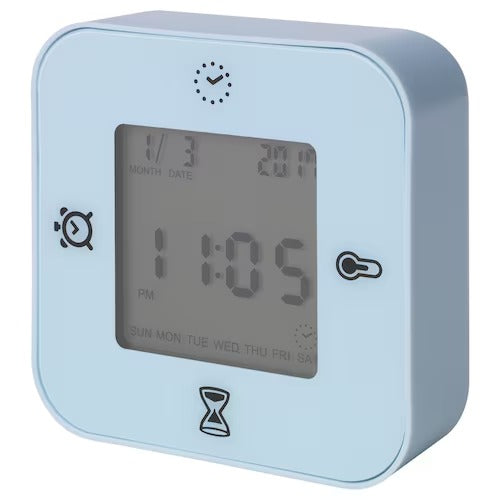 FILMIS Clock/thermometer/alarm, low-voltage/black, 6 ½x3 ½ - IKEA