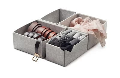 IKEA KOMPLEMENT Box, set of 4, light grey | IKEA Clothes boxes | IKEA Storage boxes & baskets | IKEA Small storage & organisers | Eachdaykart