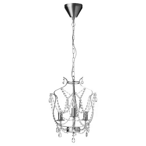 IKEA KRISTALLER Chandelier, 3-armed, silver-colour/glass | IKEA ceiling lights | Eachdaykart - EachDayKart