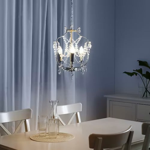 IKEA KRISTALLER Chandelier, 3-armed, silver-colour/glass | IKEA ceiling lights | Eachdaykart - EachDayKart