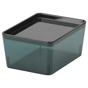 IKEA KUGGIS Box with lid, transparent black | IKEA Paper & media boxes | IKEA Storage boxes & baskets | IKEA Small storage & organisers | Eachdaykart - EachDayKart