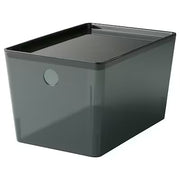 IKEA KUGGIS Box with lid, transparent black | IKEA Paper & media boxes | IKEA Storage boxes & baskets | IKEA Small storage & organisers | Eachdaykart - EachDayKart