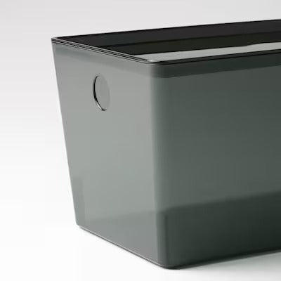 IKEA KUGGIS Box with lid, transparent black | IKEA Paper & media boxes | IKEA Storage boxes & baskets | IKEA Small storage & organisers | Eachdaykart - EachDayKart