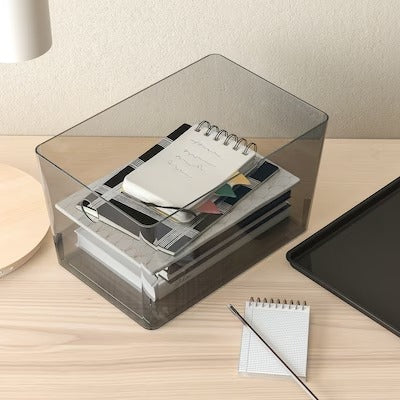 IKEA KUGGIS Box with lid, transparent black | IKEA Paper & media boxes | IKEA Storage boxes & baskets | IKEA Small storage & organisers | Eachdaykart - EachDayKart