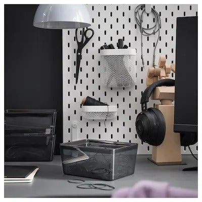 IKEA KUGGIS Box with lid, transparent black | IKEA Paper & media boxes | IKEA Storage boxes & baskets | IKEA Small storage & organisers | Eachdaykart - EachDayKart