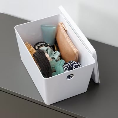 IKEA KUGGIS Box with lid, white | IKEA Paper & media boxes | IKEA Storage boxes & baskets | IKEA Small storage & organisers | Eachdaykart - EachDayKart