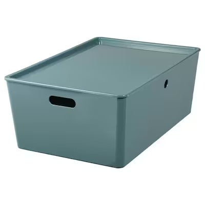 IKEA KUGGIS Storage box with lid, turquoise | IKEA Paper & media boxes | IKEA Storage boxes & baskets | IKEA Small storage & organisers | Eachdaykart