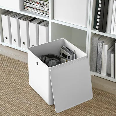 IKEA KUGGIS Storage box with lid, white | IKEA Paper & media boxes | IKEA Storage boxes & baskets | IKEA Small storage & organisers | Eachdaykart