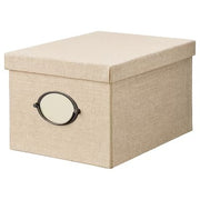 IKEA KVARNVIK Storage box with lid, beige | IKEA Paper & media boxes | IKEA Storage boxes & baskets | IKEA Small storage & organisers | Eachdaykart - EachDayKart