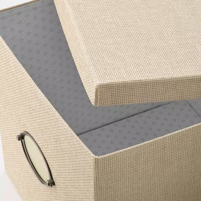 IKEA KVARNVIK Storage box with lid, beige | IKEA Paper & media boxes | IKEA Storage boxes & baskets | IKEA Small storage & organisers | Eachdaykart - EachDayKart