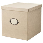 IKEA KVARNVIK Storage box with lid, beige | IKEA Paper & media boxes | IKEA Storage boxes & baskets | IKEA Small storage & organisers | Eachdaykart - EachDayKart